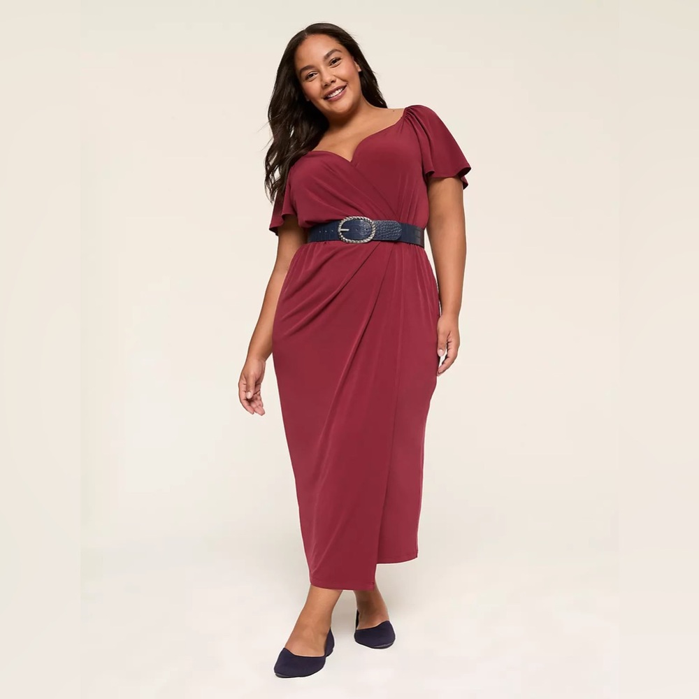 Lane Bryant Burgundy Midi Dress